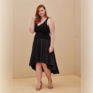 Tags still attached! Torrid high-low satin and scuba dress in black - size 20